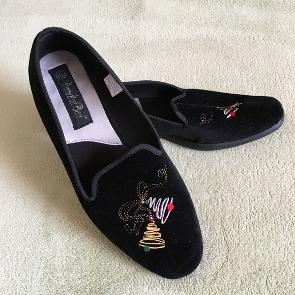 Paradise Bay Shoes - Paradise Bay black velvet embroidered bells shoes